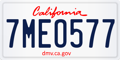 CA license plate 7MEO577