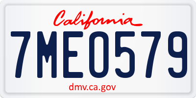 CA license plate 7MEO579