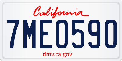 CA license plate 7MEO590