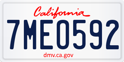 CA license plate 7MEO592