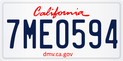 CA license plate 7MEO594