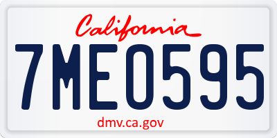 CA license plate 7MEO595