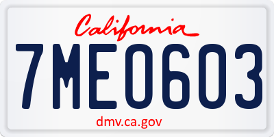 CA license plate 7MEO603