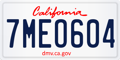 CA license plate 7MEO604