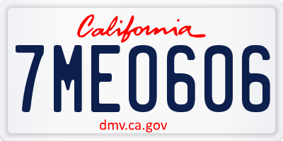 CA license plate 7MEO606