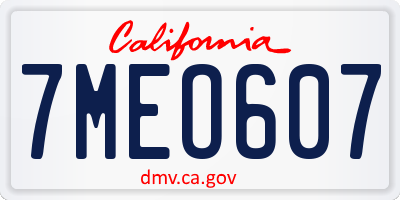 CA license plate 7MEO607
