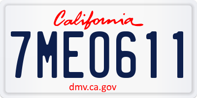 CA license plate 7MEO611