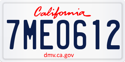 CA license plate 7MEO612