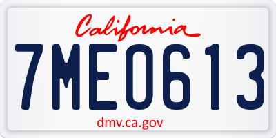 CA license plate 7MEO613