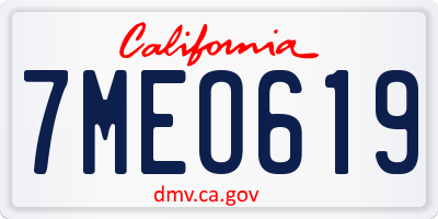 CA license plate 7MEO619