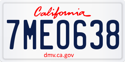 CA license plate 7MEO638