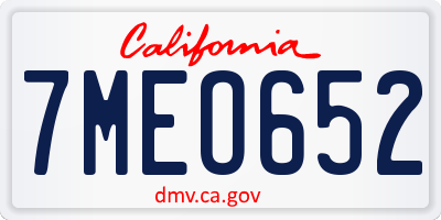 CA license plate 7MEO652