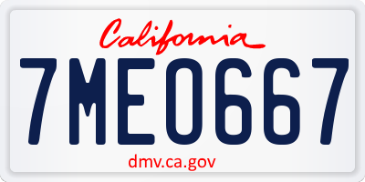 CA license plate 7MEO667