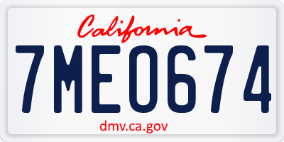 CA license plate 7MEO674