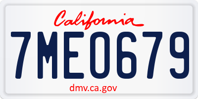 CA license plate 7MEO679