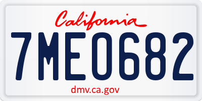 CA license plate 7MEO682