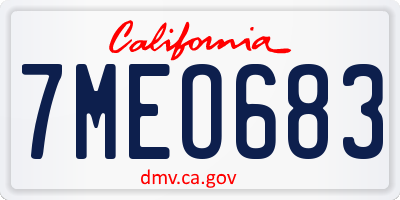 CA license plate 7MEO683
