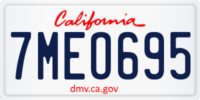 CA license plate 7MEO695