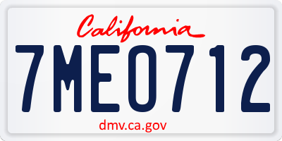 CA license plate 7MEO712