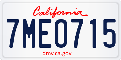 CA license plate 7MEO715