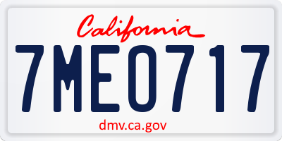 CA license plate 7MEO717