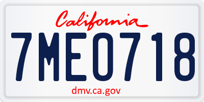 CA license plate 7MEO718