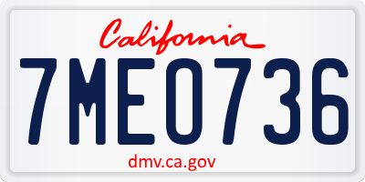CA license plate 7MEO736