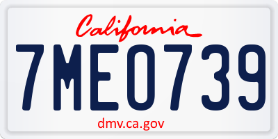 CA license plate 7MEO739