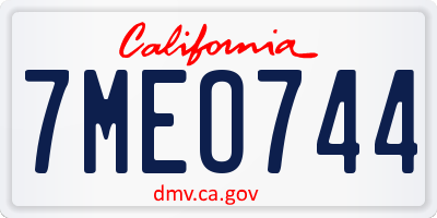 CA license plate 7MEO744