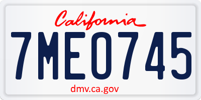 CA license plate 7MEO745