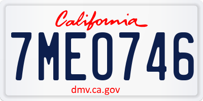 CA license plate 7MEO746