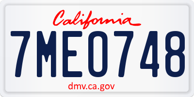 CA license plate 7MEO748