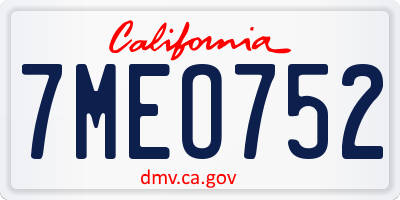 CA license plate 7MEO752