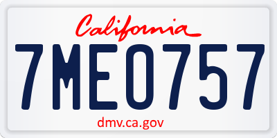CA license plate 7MEO757