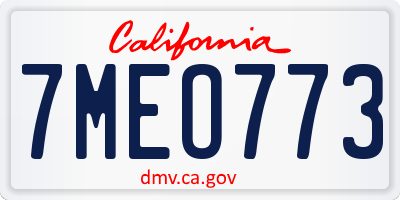 CA license plate 7MEO773