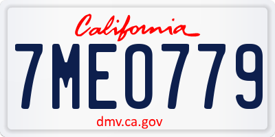 CA license plate 7MEO779