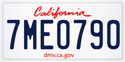CA license plate 7MEO790