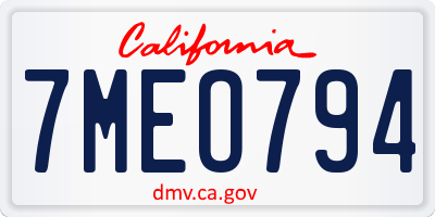 CA license plate 7MEO794
