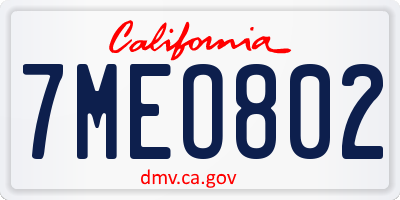 CA license plate 7MEO802