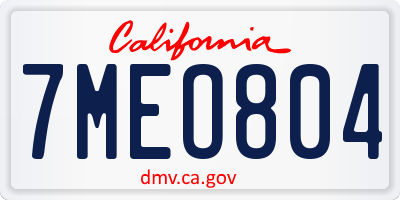 CA license plate 7MEO804