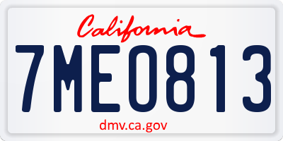CA license plate 7MEO813