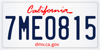 CA license plate 7MEO815