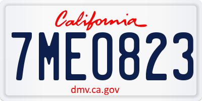 CA license plate 7MEO823