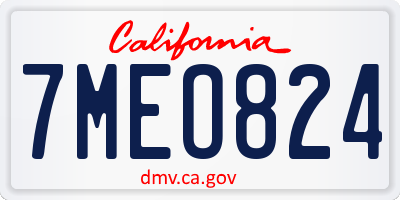 CA license plate 7MEO824