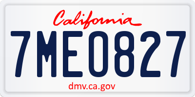 CA license plate 7MEO827