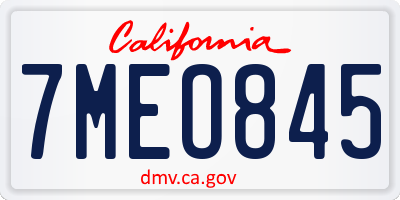 CA license plate 7MEO845