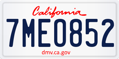 CA license plate 7MEO852