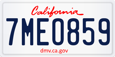 CA license plate 7MEO859