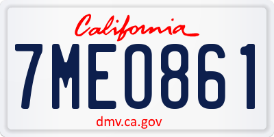 CA license plate 7MEO861