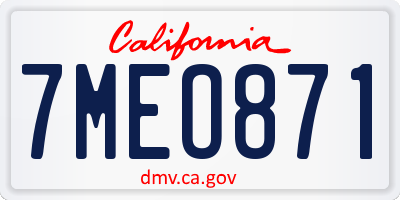 CA license plate 7MEO871